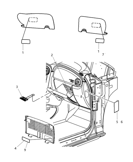 Label Air Bag Warning Visor