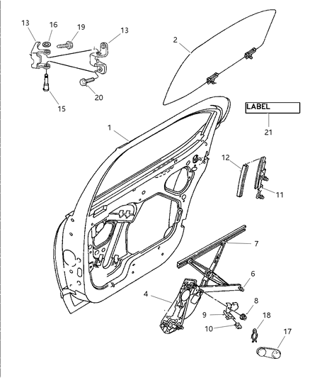 Regulator Rear Door Window