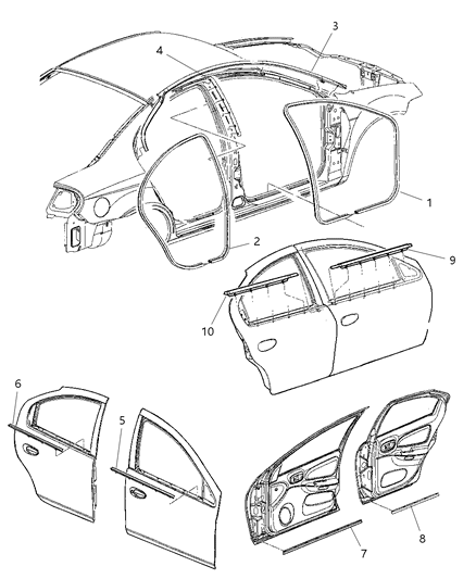 New OEM Genuine Plymouth, Front Left Door Window Belt Weatherstrip - Part # 5008715AB