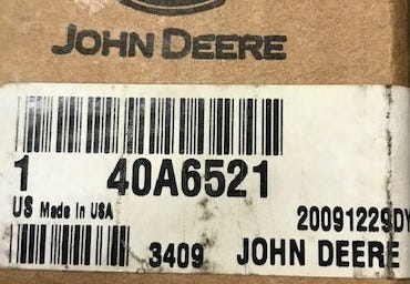 New OEM Genuine John Deere Shaft, Part # 40A6521