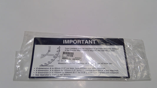 New OEM Genuine John Deere Label, Part # E81336