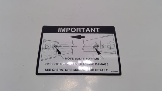 New OEM Genuine John Deere Label, Part # E84991