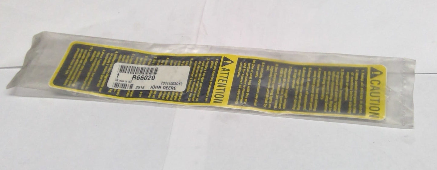New OEM Genuine John Deere Label, Part # R66020
