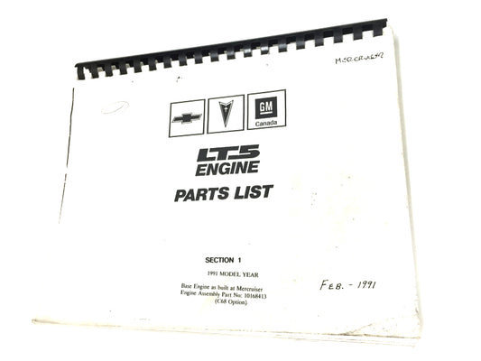 90-93 Corvette ZR-1 LT5 Engine Parts List Catalogue