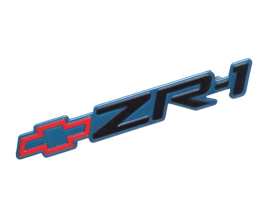 New OEM 1990 Corvette ZR-1 Blue Rear Bumper Emblem Paint Code 20U, Part # 10146444