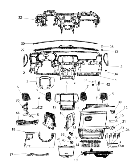 New 2017 Fits Chrysler Grand Cherokee Outlet-Air Conditioning & Heater - Part # 1UE22LS5AD
