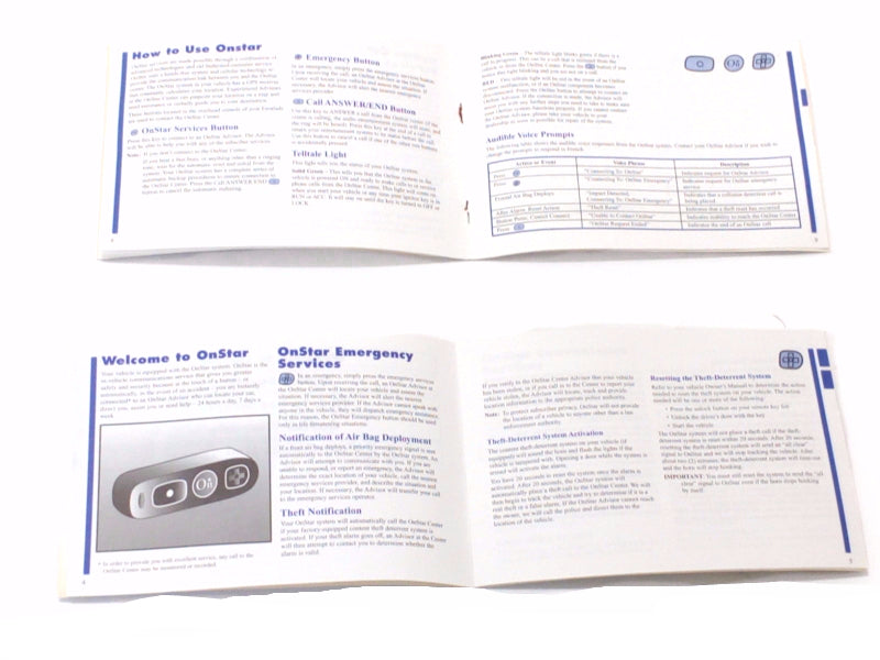 New OEM 1999 Cadillac Onstar Communication Manuals, Part # 12486362