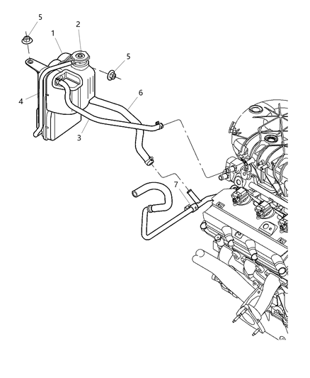 New 2007-2008 Fits Chrysler Pacifica Hose-Coolant Reserve Tank - Part # 5005109AA