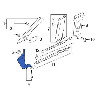 New OEM Genuine Audi, Right Kick Panel Trim - Part # 8P0867272C61S