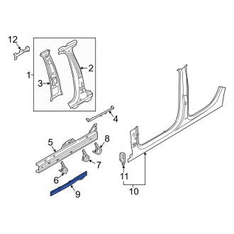 New OEM Genuine Audi, Left Rocker Panel Brace - Part # 8V4810127A