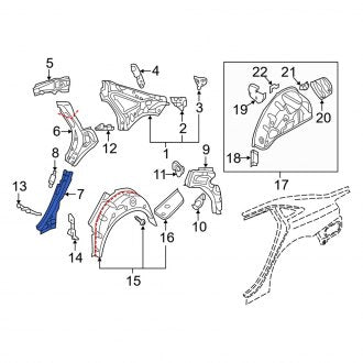 New OEM Genuine Audi, Rear Left Lower Body C-Pillar - Part # 8V5809263B