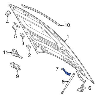 New OEM Genuine Audi, Front Left Hood Hinge Cover - Part # 4J3823745