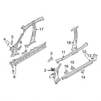 New OEM Genuine Audi, Right Body A-Pillar Reinforcement Bracket - Part # 9J1809628Y