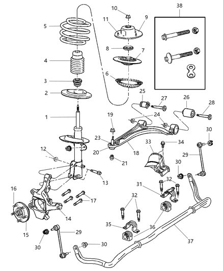 New 2006-2008 Fits Chrysler Pacifica Insulator-Spring - Part # 4862023AB