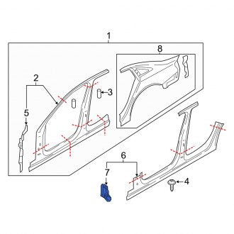 New OEM Genuine Audi, Right Rocker Panel Bracket - Part # 8W0803088