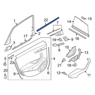 New OEM Genuine Audi, Rear Left Inner Door Window Belt Weatherstrip - Part # 8W0839479