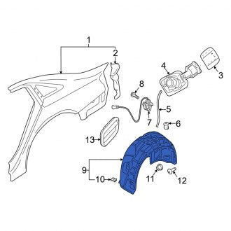 New OEM Genuine Audi, Rear Left Quarter Panel Splash Shield - Part # 8W0810171F