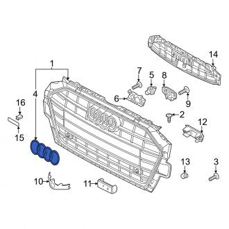 New OEM Genuine Audi, Front Grille Emblem - Part # 8W0853736E2ZZ