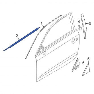 New OEM Genuine Audi, Front Right Door Window Belt Weatherstrip - Part # 8Y0837480