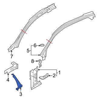 New OEM Genuine Audi, Front Left Body A-Pillar Reinforcement Anchor Plate - Part # 4G8805143