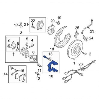 New OEM Genuine Audi, Rear Right Disc Brake Caliper Bracket - Part # 4G0615426B