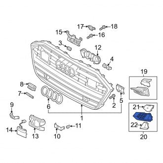 New OEM Genuine Audi, Front Left Grille - Part # 4K8807647C3FZ