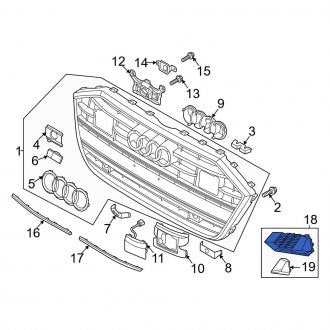 New OEM Genuine Audi, Front Left Grille - Part # 4K8807647D3FZ