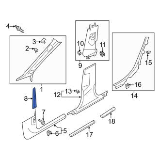 New OEM Genuine Audi, Left Upper Body A-Pillar Trim Panel - Part # 4K8867233H3GX