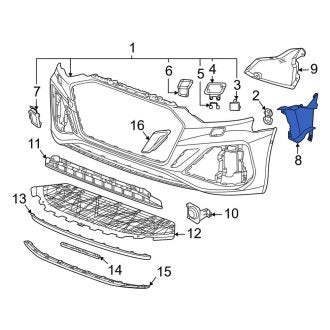 New OEM Genuine Audi, Front Left Radiator Support Air Deflector - Part # 8W6121763E