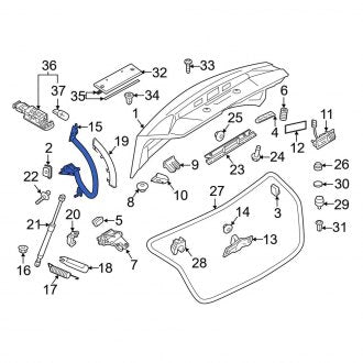 New OEM Genuine Audi, Rear Right Deck Lid Hinge - Part # 8T0827302F