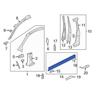 New OEM Genuine Audi, Right Rocker Panel Reinforcement - Part # 8W6809378D