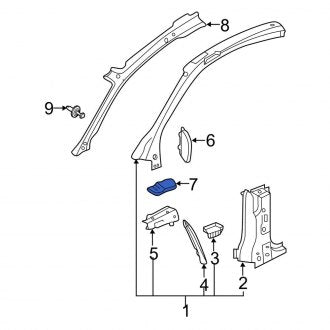 New OEM Genuine Audi, Right Body A-Pillar Insulator - Part # 8W8810242