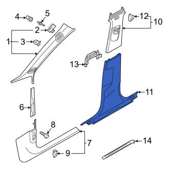 New OEM Genuine Audi, Left Lower Door Pillar Post Trim Set - Part # 8W8867239A4PK