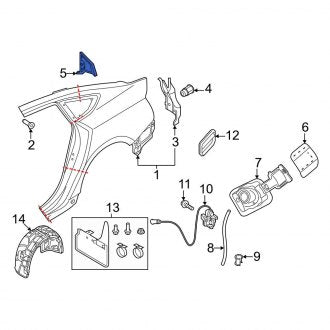 New OEM Genuine Audi, Left Quarter Panel Bracket - Part # 8W8810569