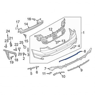 New OEM Genuine Audi, Rear Center Bumper Cover Spacer Panel - Part # 8W6807900B