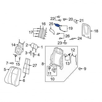 New OEM Genuine Audi, Front Right Seat Back Recliner Adjustment Handle - Part # 8T0882618A4PK