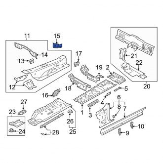 New OEM Genuine Audi, Left Floor Pan Crossmember Bracket - Part # 8W0810253