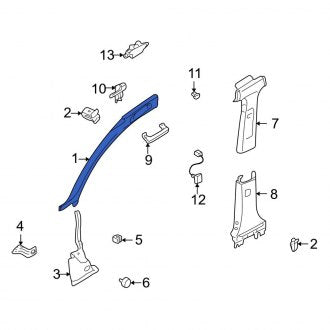 New OEM Genuine Audi, Left Body A-Pillar Trim Panel - Part # 4B9867233C1PJ