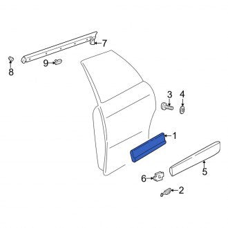 New OEM Genuine Audi, Rear Right Door Molding - Part # 4B0853964BGRU