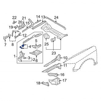 New OEM Genuine Audi, Left Upper Floor Side Rail Reinforcement - Part # 4F0803125B