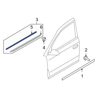 New OEM Genuine Audi, Front Right Door Window Belt Weatherstrip - Part # 4F0853766B2ZZ