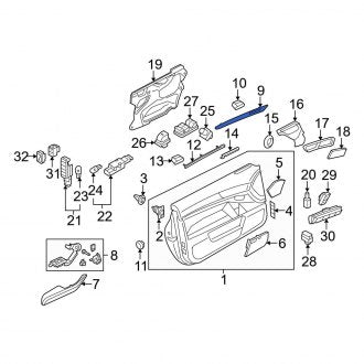 New OEM Genuine Audi, Front Left Door Trim Molding - Part # 4F0867409M7V7