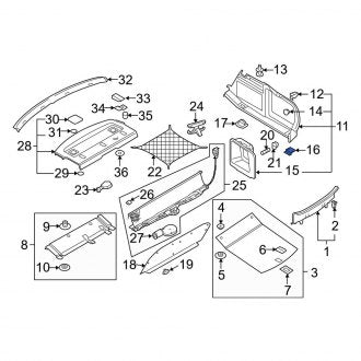 New OEM Genuine Audi, Right Interior Quarter Panel Trim Panel Storage Compartment Bracket - Part # 4F5863470