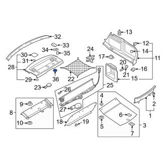 New OEM Genuine Audi, Package Tray Trim Nut - Part # WHT000027