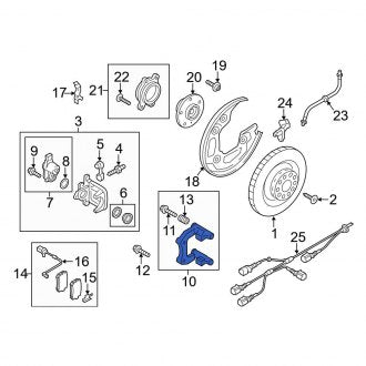 New OEM Genuine Audi, Rear Left Disc Brake Caliper Bracket - Part # 4G0615425B