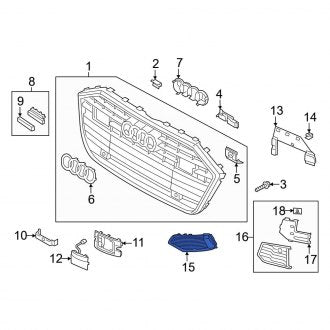 New OEM Genuine Audi, Front Left Lower Outer Grille - Part # 4K0807647D3HB