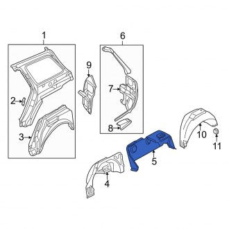 New OEM Genuine Audi, Right Quarter Panel Reinforcement - Part # 4B9809302A