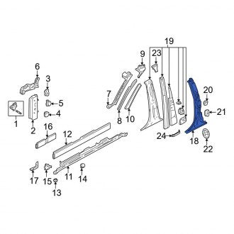 New OEM Genuine Audi, Left Body B-Pillar - Part # 4D0809225J