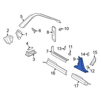 New OEM Genuine Audi, Left Lower Door Pillar Post Trim Set - Part # 4D0867243ER01