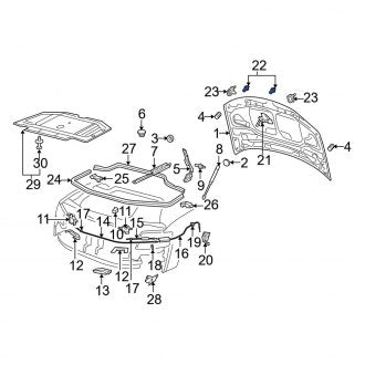 New OEM Genuine Audi, Front Hood Pop Up Spring - Part # 4E0823751B